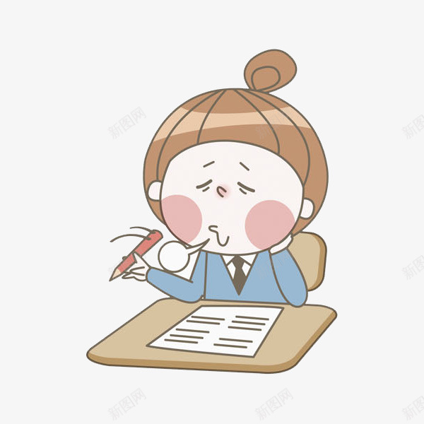 学生考试png免抠素材_新图网 https://ixintu.com 人物画 卡通人物 卡通手绘 学生考试 水彩画 装饰图案