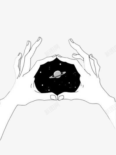 创意星空手势png免抠素材_新图网 https://ixintu.com 创意 宇宙 星空
