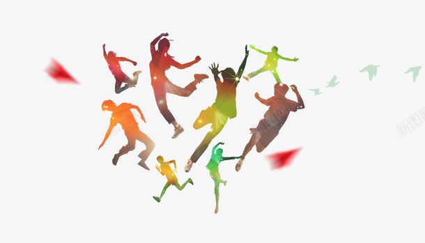 五四青年节炫彩跳跃青年剪影png免抠素材_新图网 https://ixintu.com 五四青年节 国际青年节 青年群体 青春 青春正能量 青春活力