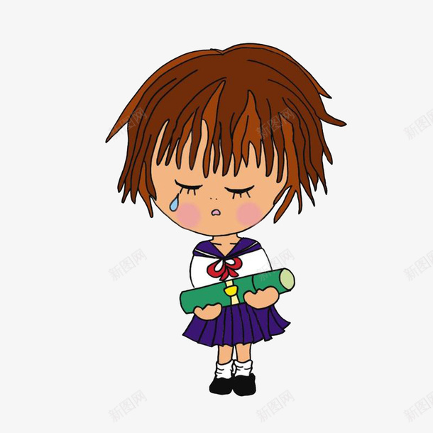 伤心难过的女孩png免抠素材_新图网 https://ixintu.com 不高兴卡通 伤心难过 女学生 闭眼哭泣