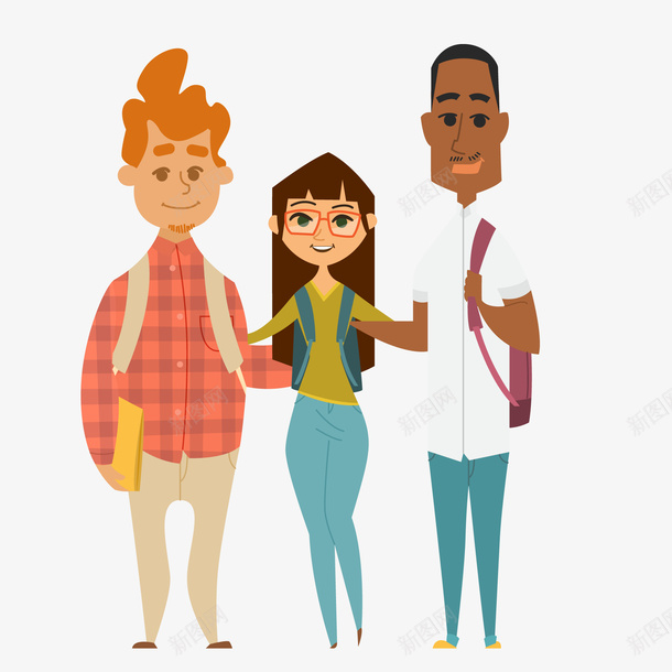 友好并肩的同学矢量图ai免抠素材_新图网 https://ixintu.com 人物设计 卡通 友好 团结 学生 并肩 矢量图