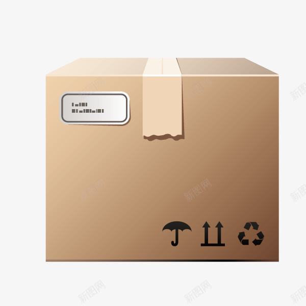 手绘立体牛皮纸箱包装箱png免抠素材_新图网 https://ixintu.com 包装 包装箱 快递 牛皮纸箱 物流 电子商务购物 箱子