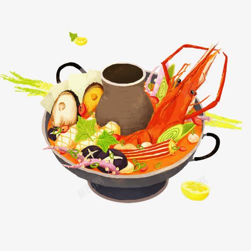 卡通麻辣烫png免抠素材_新图网 https://ixintu.com 卡通有趣 手绘食物 海鲜火锅 砂锅 装饰图 麻辣烫