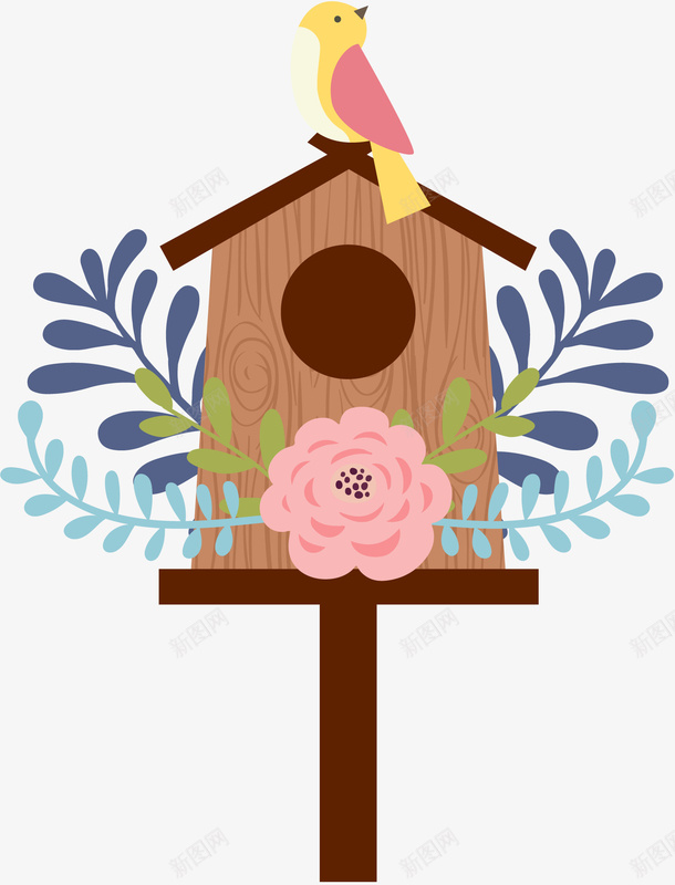 春天装饰小鸟鲜花png免抠素材_新图网 https://ixintu.com 小清新 小鸟 春天 花卉 装饰图案 鲜花 鸟屋