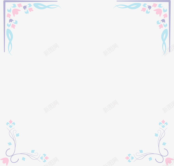 小清新蓝紫色花藤边框矢量图ai免抠素材_新图网 https://ixintu.com 婚礼边框 小清新 欧式花藤 矢量png 花藤边框 蓝紫色花藤 矢量图
