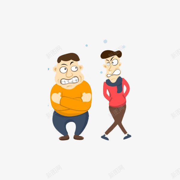 怕冷的胖先生和瘦先生png免抠素材_新图网 https://ixintu.com 卡通 可爱 围巾 怕冷 手绘 橙色 瘦子 肥胖对比 胖字