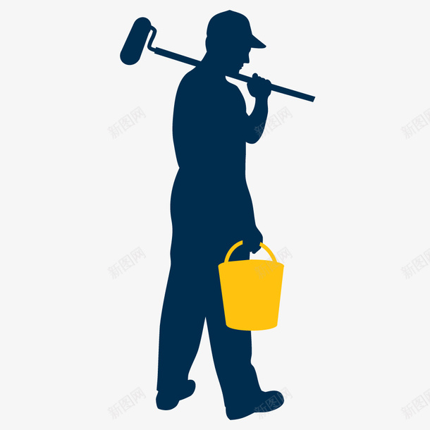 家装粉刷工人施工侧面剪影png免抠素材_新图网 https://ixintu.com 上班族 人物 人物剪影 人物动作 侧面剪影 动作 劳动 劳动者 家装 工人动作 工作 工作者 投影矢量 矢量人物剪影 粉刷工人