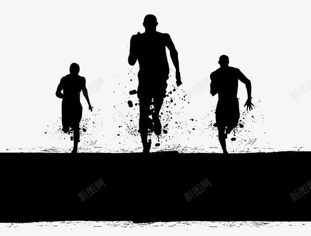 跑步人物剪影背景png免抠素材_新图网 https://ixintu.com 人物剪影 剪影 奔跑 奔跑黑影 背景装饰 跑步 跑步影子 运动 运动员影子 黑色