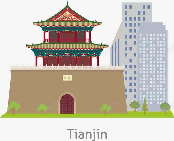 天津建筑png免抠素材_新图网 https://ixintu.com 元素 国内建筑 图案 天津 建筑 扁平