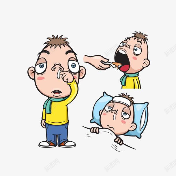 卡通感冒流鼻涕吃药卧床休息的小png免抠素材_新图网 https://ixintu.com 卡通小孩 卡通感冒流鼻涕吃药卧床休息的小孩素材免费下载 卧床休息 吃药 喂药 感冒发烧 流鼻涕