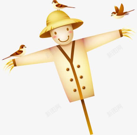 手绘棕色夏季稻草人png免抠素材_新图网 https://ixintu.com 夏季 棕色 稻草人