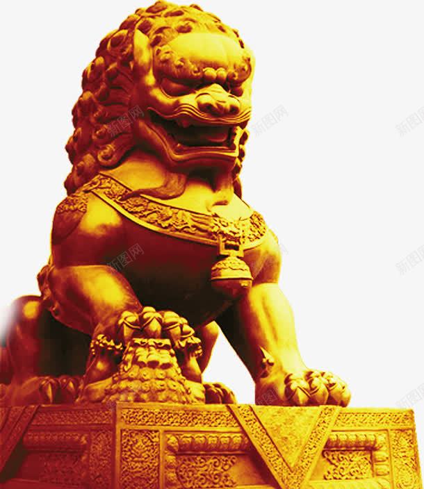 金色石狮子装饰图案png免抠素材_新图网 https://ixintu.com 图案 石狮子 装饰 设计 金色
