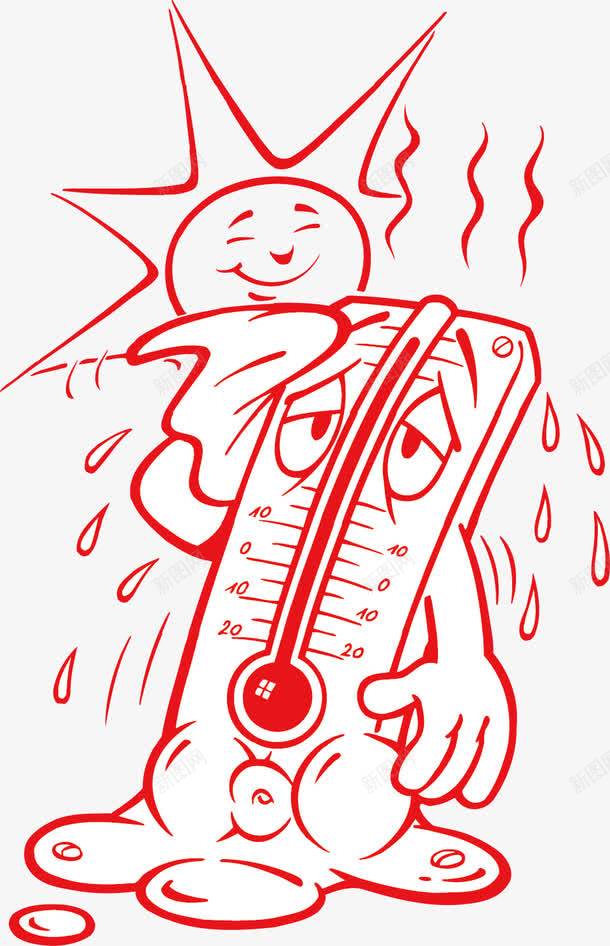 流汗的温度计png免抠素材_新图网 https://ixintu.com 卡通 发烧 发烧的表情 夏天 太阳 擦汗 汗滴 流汗 温度爆表 温度计 烈日 高温