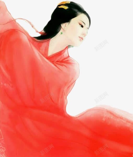 红衣黑发女子手绘古风png免抠素材_新图网 https://ixintu.com 古风 女子 手绘 红衣 黑发 黑长直