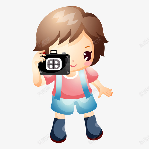 拿着照相机的女孩矢量图ai免抠素材_新图网 https://ixintu.com 世界旅游日 人物设计 出游 卡通 女孩 照相机 矢量图