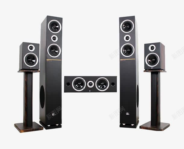 家用音响电器组合png免抠素材_新图网 https://ixintu.com 低音炮 家庭影院 家电组合 电器 黑色