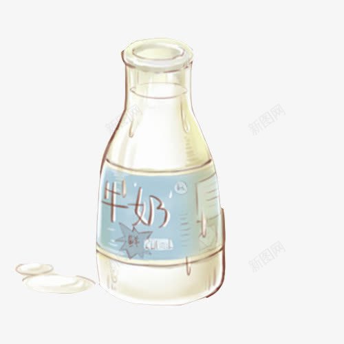 牛奶瓶手绘画片png免抠素材_新图网 https://ixintu.com 奶制品 牛奶 白色 色彩画 蛋白质 补钙