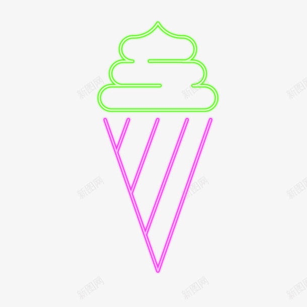 霓虹灯冰淇淋店的招牌矢量图ai免抠素材_新图网 https://ixintu.com 冰淇淋 店面 彩色 招牌 指示牌 霓虹灯 矢量图