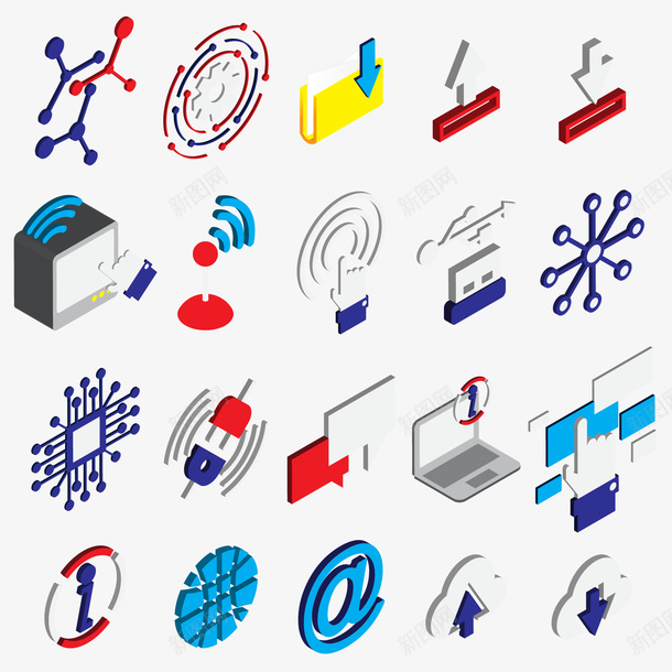 信号矢量图eps免抠素材_新图网 https://ixintu.com 3D WIFI 互联网 商务 插座 立体 装饰 矢量图