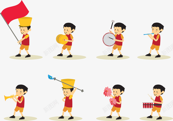乐队演奏矢量图eps免抠素材_新图网 https://ixintu.com 乐器 儿童 卡通 小朋友音乐 打鼓 男孩 矢量图 红旗 音乐乐队