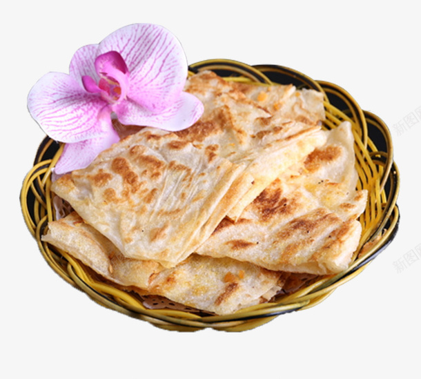 美味小吃千层饼png免抠素材_新图网 https://ixintu.com 千层饼图片 小吃 特色小吃 篮子 美味 花瓣
