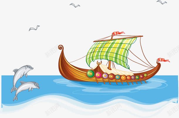 卡通手绘海平面帆船轮船png免抠素材_新图网 https://ixintu.com 卡通 帆船 手绘 海平面 轮船