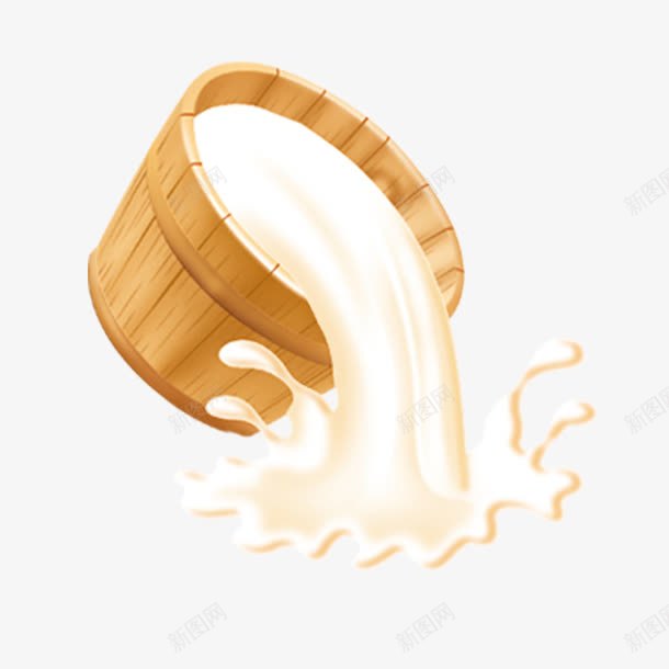 倒奶的效果psd免抠素材_新图网 https://ixintu.com 卡通 木桶 牛奶 飞溅
