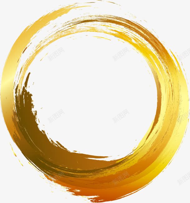 手绘金色墨迹png免抠素材_新图网 https://ixintu.com 圆圈 手绘 金色墨迹