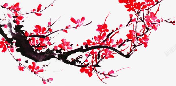 水墨梅花花枝png免抠素材_新图网 https://ixintu.com 梅花 水墨 花枝