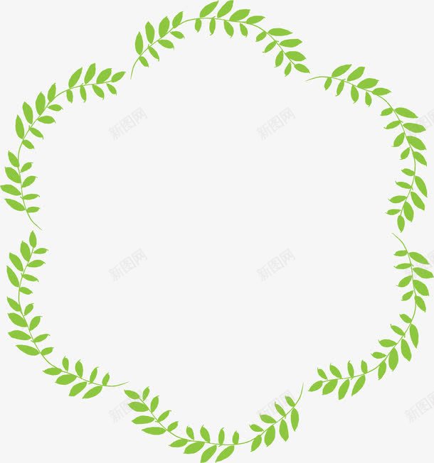 绿色树叶花边png免抠素材_新图网 https://ixintu.com 树叶 矢量图案 绿色 花环 花边 装饰图案 边框