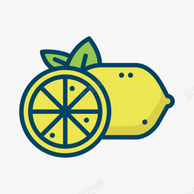 黄色手绘柠檬水果元素矢量图图标图标