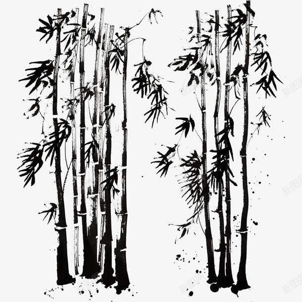 水墨画竹林png免抠素材_新图网 https://ixintu.com 大气 水墨画 竹林 竹林剪影 黑色
