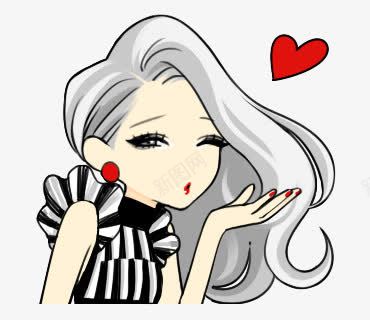 示爱的卡通美女png免抠素材_新图网 https://ixintu.com 人物 卡通 女生 爱心 白发 白发美女 示爱 示爱png 示爱免抠 红心 网红美女 美女