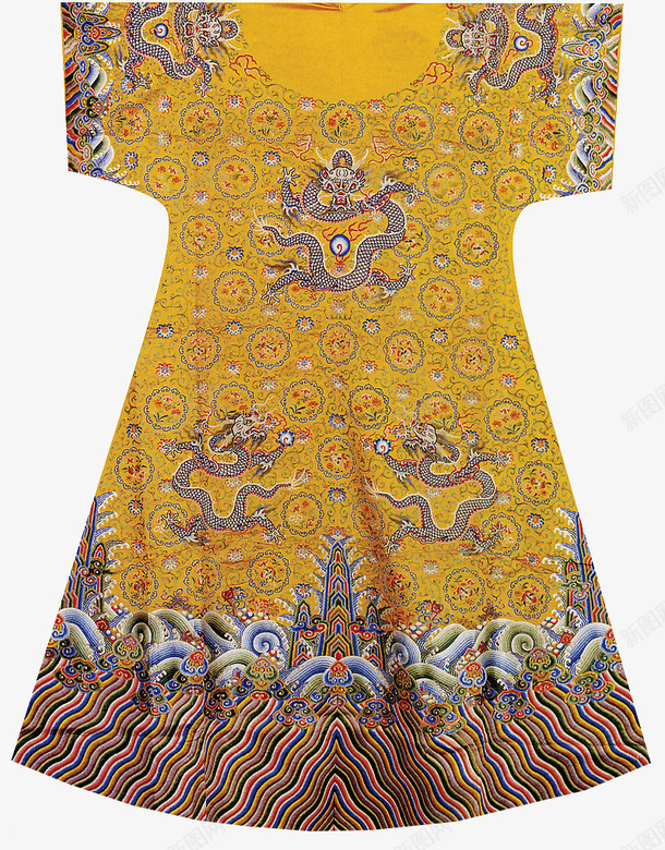 金色龙纹服装png免抠素材_新图网 https://ixintu.com 大明麒麟曳撒 大袍子 清朝服装 清朝朝服 清朝龙袍 甲罩 皇帝龙袍 荷花 莲花 衣服 长袍 麒麟 黄袍 龙 龙袍