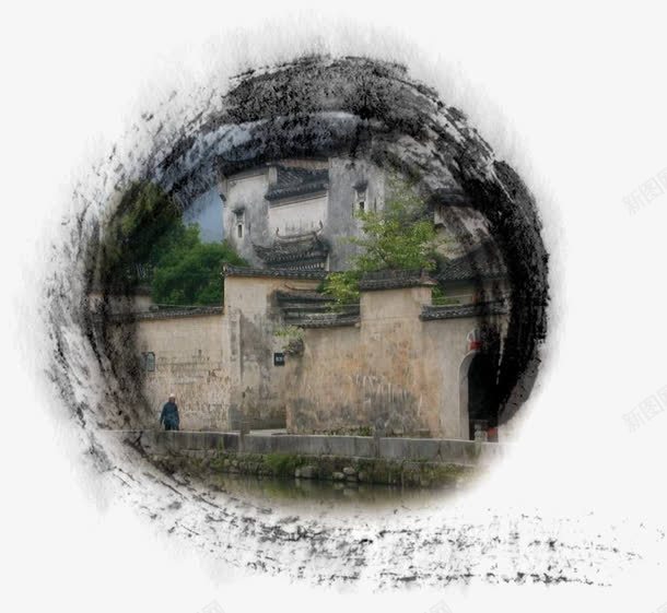 水墨风古建筑png免抠素材_新图网 https://ixintu.com 建筑 水墨古镇 水墨风 白墙