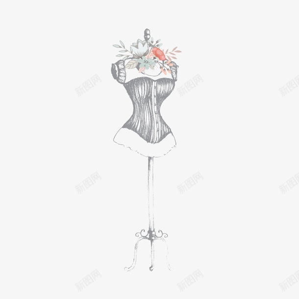 服装模特架子png免抠素材_新图网 https://ixintu.com 卡通服装 手绘 服装模特架子 服装模特道具 背景装饰