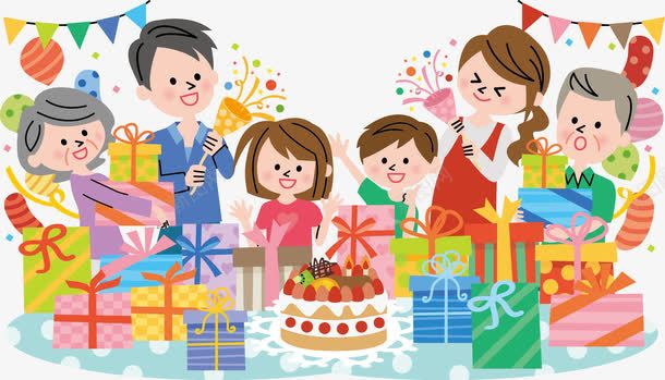全家庆祝生日png免抠素材_新图网 https://ixintu.com 全家人 合家欢 庆祝生日 欢乐热闹