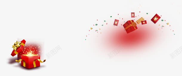 红色礼盒爆炸样式png免抠素材_新图网 https://ixintu.com 样式 爆炸 礼盒 红色