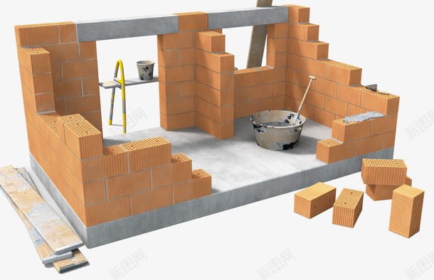 盖楼砌墙png免抠素材_新图网 https://ixintu.com 建筑行业 盖楼 盖楼房 砌墙 砖头