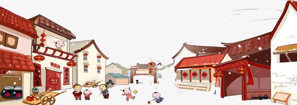 街道欢乐儿童新年手绘png免抠素材_新图网 https://ixintu.com 儿童 新年 欢乐 街道
