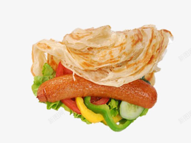 手抓饼菜png免抠素材_新图网 https://ixintu.com 好吃 手抓饼 蔬菜 香肠