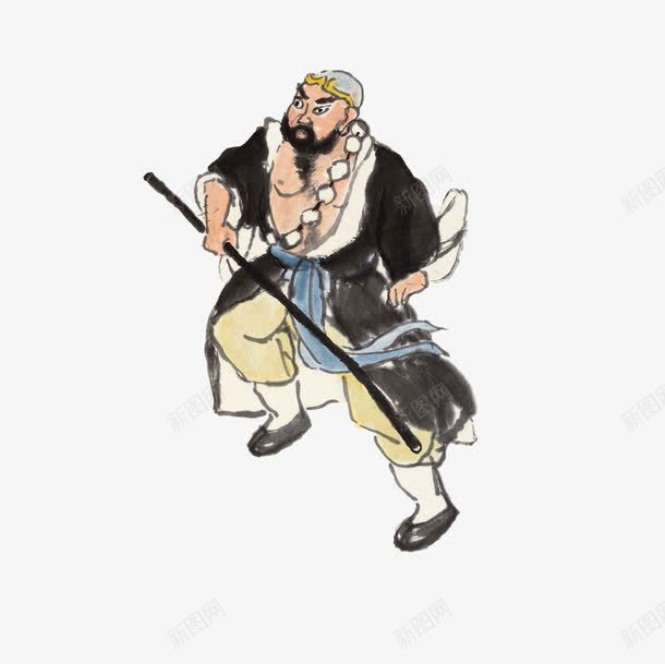 水墨插画鲁智深png免抠素材_新图网 https://ixintu.com 古典 古风 插画 水墨 水浒传 花和尚 连环画 连环画风格 鲁智深