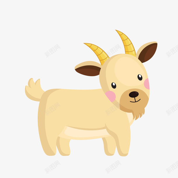 卡通山羊动物png免抠素材_新图网 https://ixintu.com 农场 动物设计 卡通 奔跑的羊 山羊 羊角 黄色