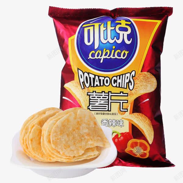 可比克薯片香辣味png免抠素材_新图网 https://ixintu.com 可比克 美味 膨化食品 营养 薯片 零食 香辣味