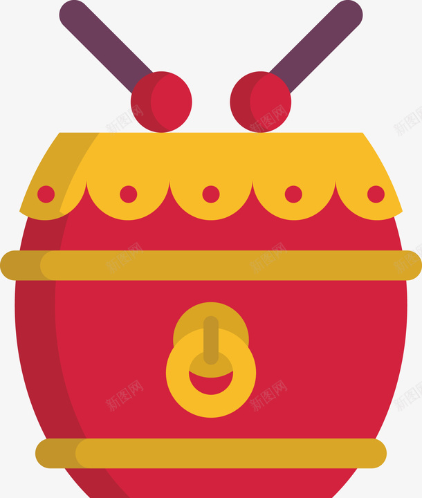 中国传统击鼓png免抠素材_新图网 https://ixintu.com 中国传统 击鼓 击鼓PNG 敲鼓 矢量击鼓 红色锣鼓
