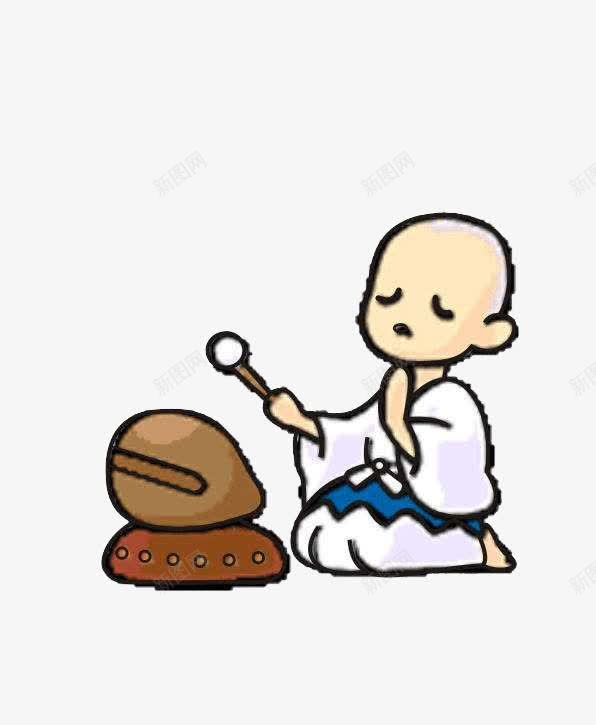 木鱼小和尚png免抠素材_新图网 https://ixintu.com PNG图片 古代 安静 打坐的和尚 敲木鱼 用心 闭嘴