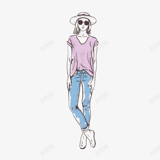 手绘时尚模特矢量图ai免抠素材_新图网 https://ixintu.com 女装服饰 女装模特 手绘时尚 手绘的 时尚模特 服装模特 矢量图