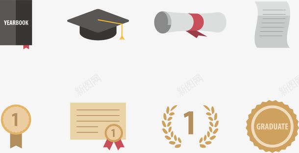 毕业季图标png_新图网 https://ixintu.com 图标icon 奖状 学位 学士学位 学士帽 徽章 毕业 毕业证书 硕士帽