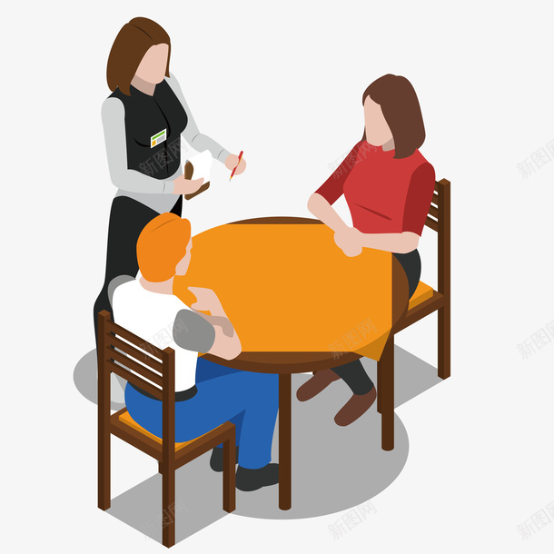 手绘男女餐馆点菜png免抠素材_新图网 https://ixintu.com png手绘 下馆子 免抠图 制服 女服务员 木制 男女客户 餐桌