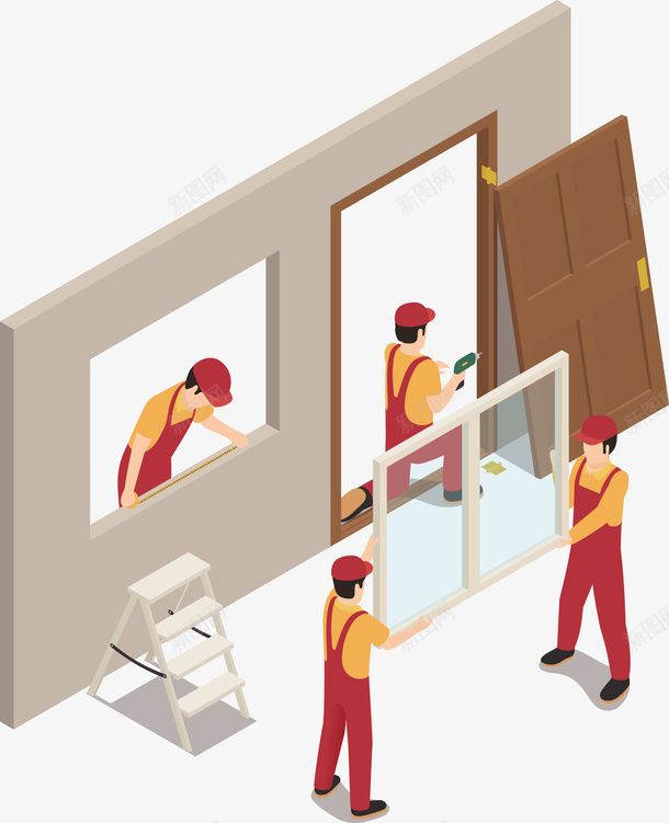 正在装修房屋的工人矢量图eps免抠素材_新图网 https://ixintu.com 上班族 工人 房屋PNG 矢量图 矢量工人 矢量装修 装修 装修房屋